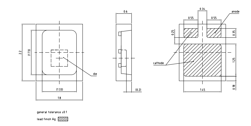 Mechanical Drawing - ams OSRAM FIREFLY® E2218 SMD LEDs